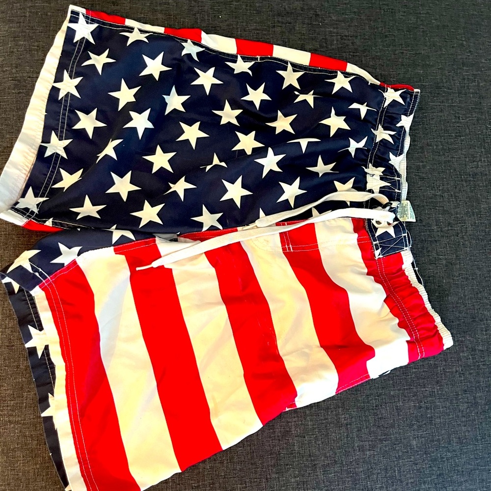 American flag swimming trunks